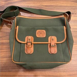 Vintage Burberry Canvas Crossbody Bag Green